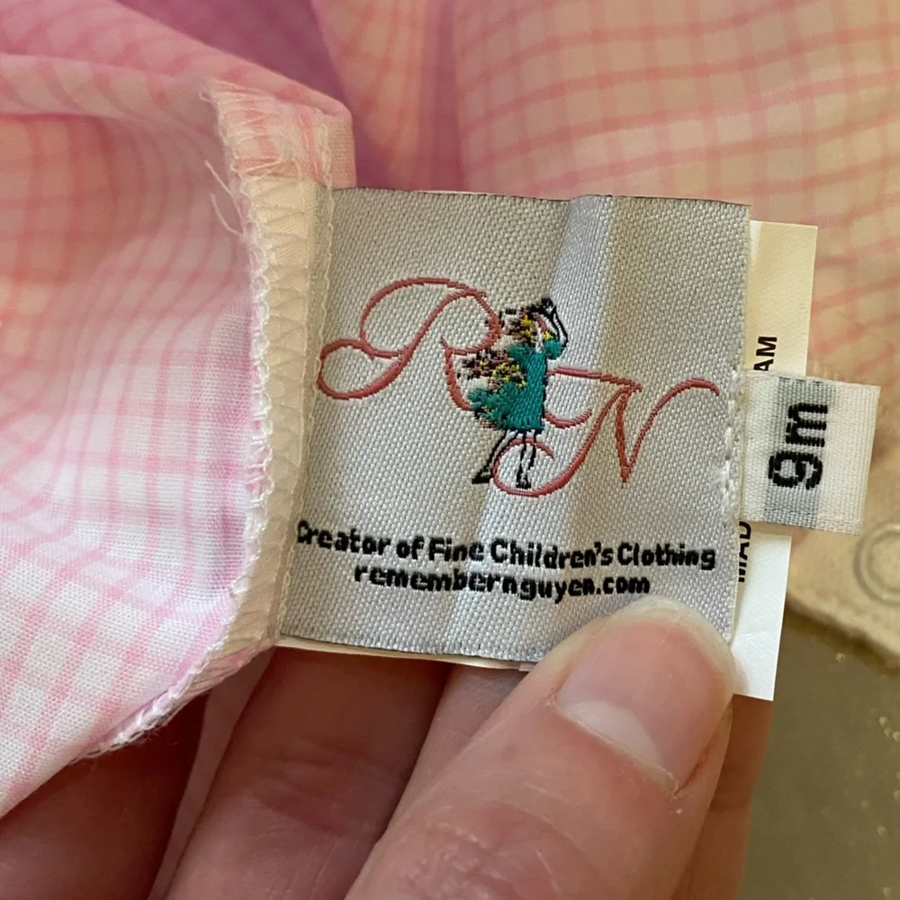 NWT Remember Nguyen Pastel Pink Windowpane William Shortall Romper boys 9M